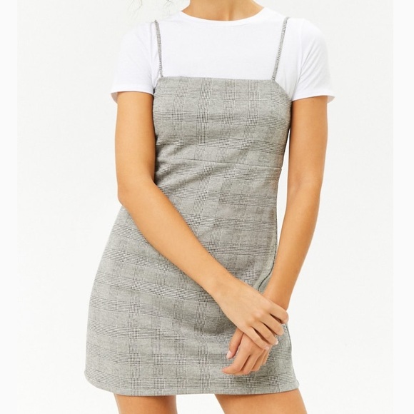 Grey Plaid Mini Dress - Picture 1 of 2